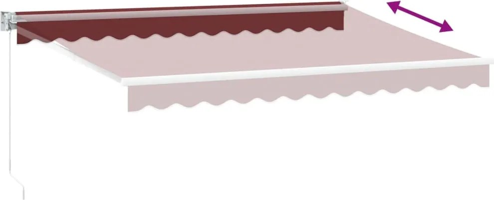 Burgundi vörös kézzel kihúzható napellenző 350 x 250 cm