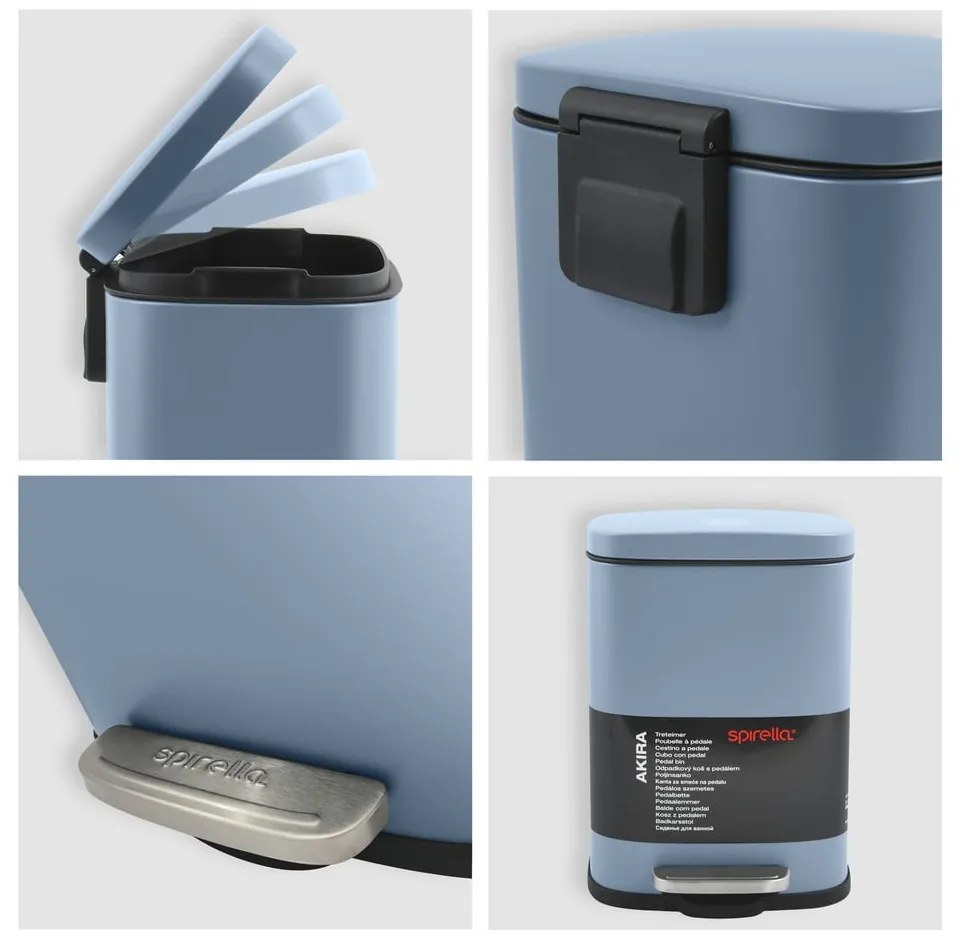Világoskék acél pedálos szemetes 5 l Akira – Spirella