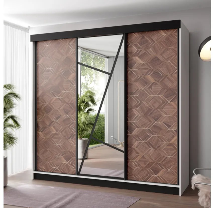 VENADA 2 ruhásszekrény, 200x205x59, fehér/old style