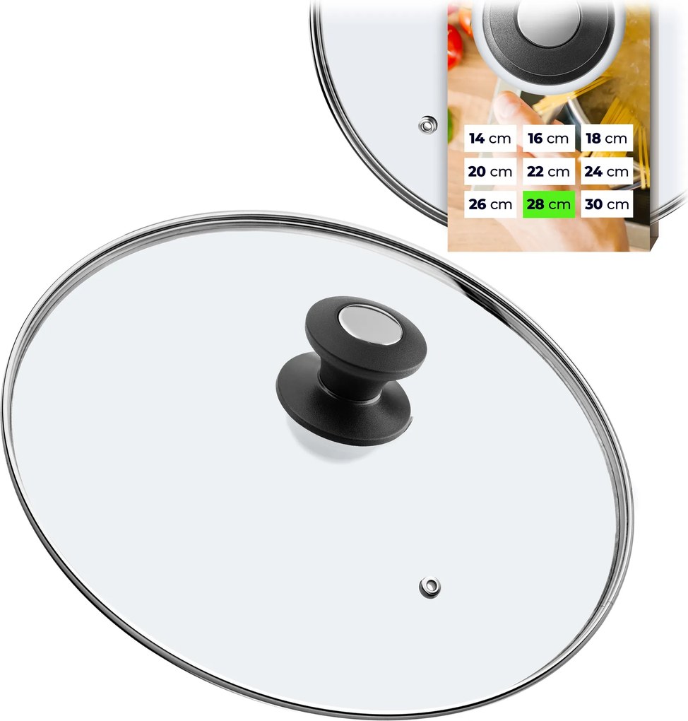 Fedő 28cm Üveg Fedő Serpenyő Edény