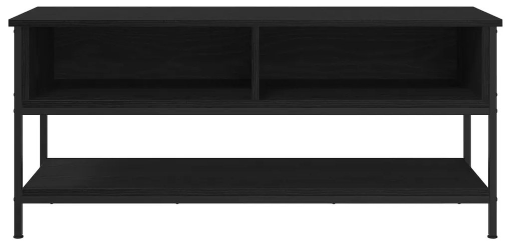 TV szekrény Fekete tölgy 100x35x45 cm Fának készült és acél