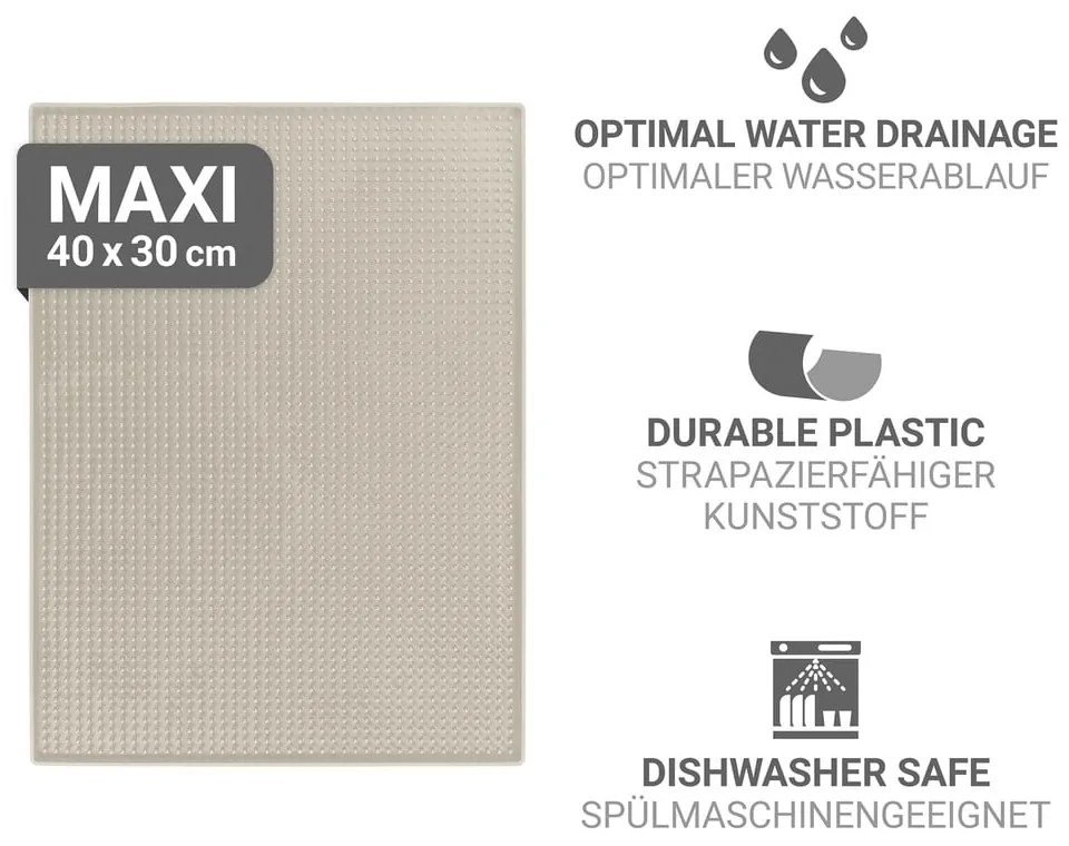 Bézs gumi edénycsepegtető alátét 40x30 cm Maxi – Wenko