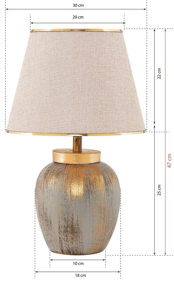 Krémszínű-aranyszínű asztali lámpa textil búrával (magasság 47 cm) Yakamoz – Opviq lights