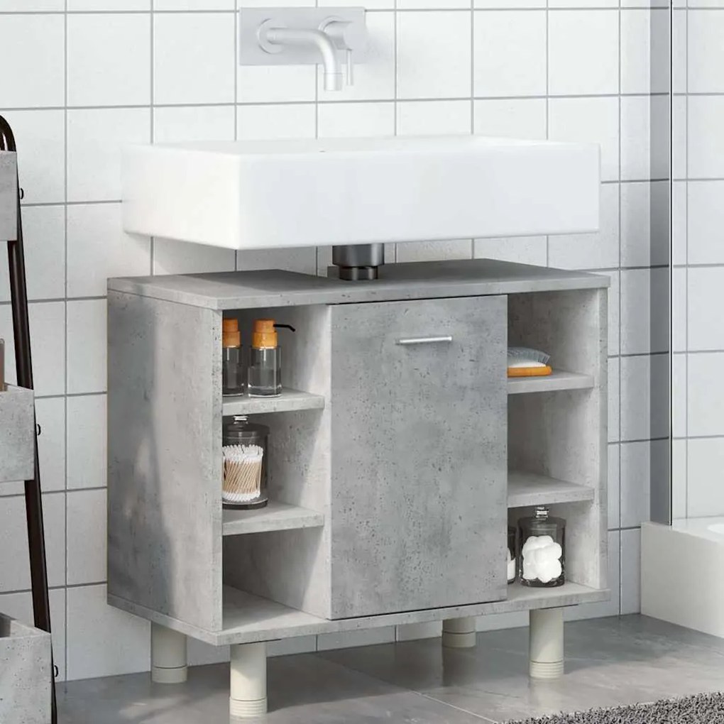 Betonszürke szerelt fa fürdőszobaszekrény 60 x 32 x 53,5 cm