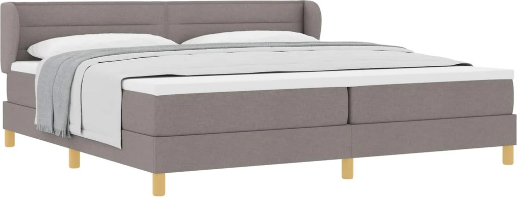 vidaXL Boxrugós ágy matracmal fejtámlával Tópszínű 200 x 200 cm szövet