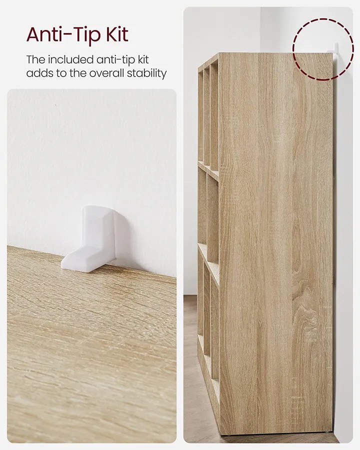 könyvespolc, térelválasztó polc, 97,5 x 100 x 30 cm tölgy szín