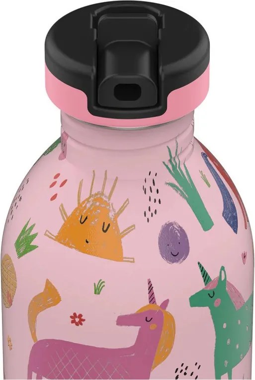 24BOTTLES Kids Urban 500ml rozsdamentes acél kulacs szívószálas kupakkal, Magic Friends