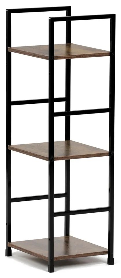 Bibliotecă , 3 rafturi, decor lemn vintage, MDF, lac negru