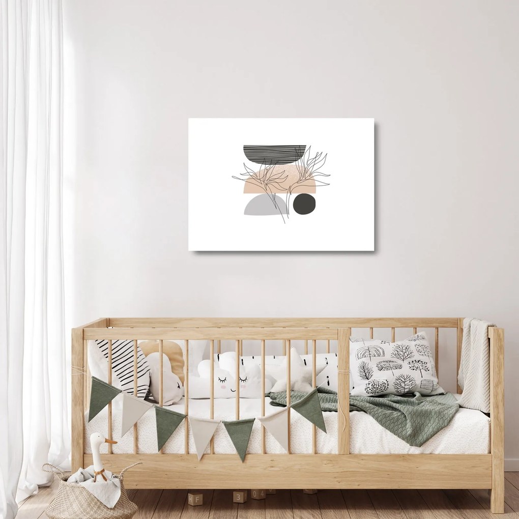 Üveg kép - Vonal művészet virágok N⁰2 (70x50 cm)