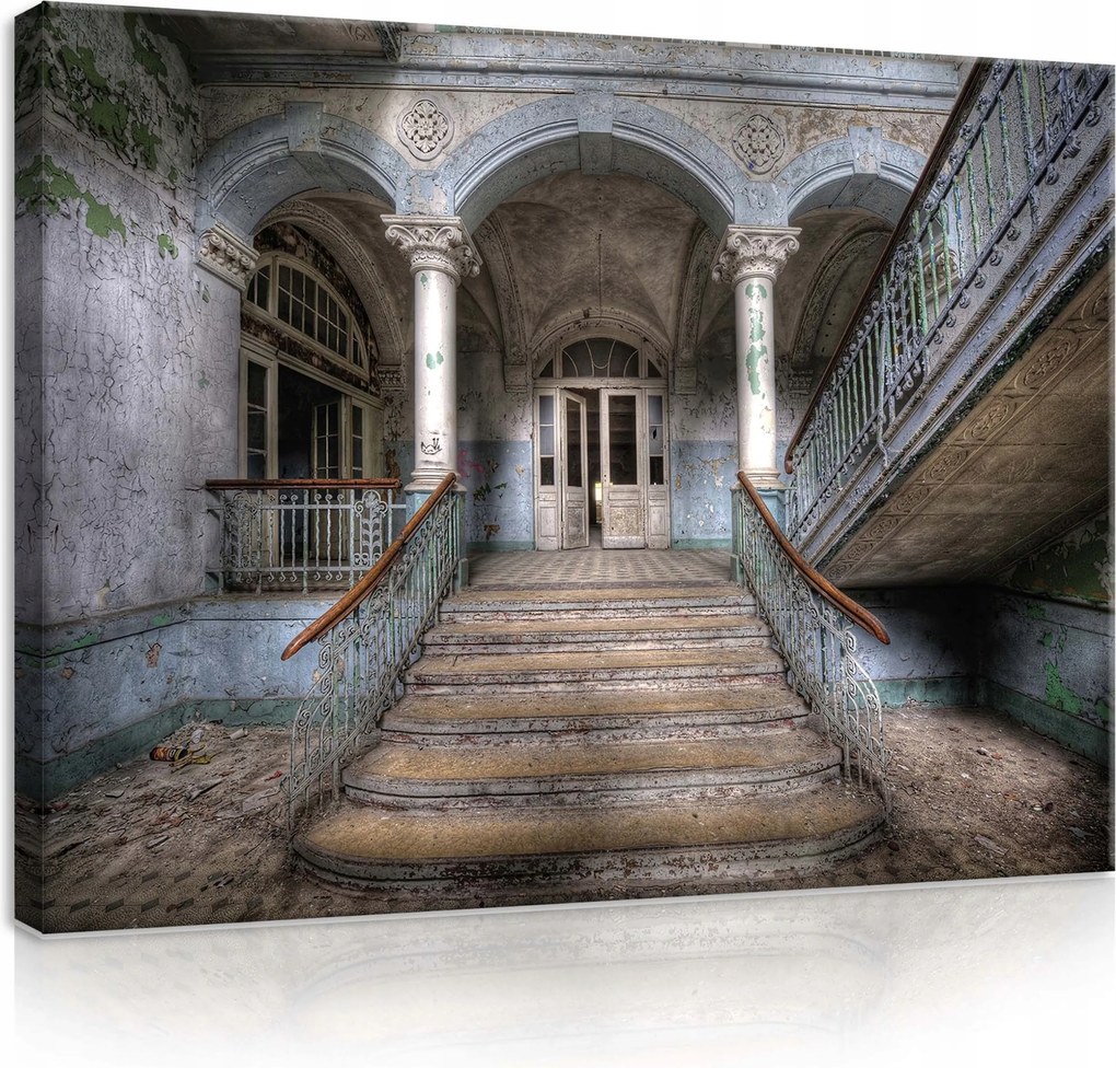 Vászonkép 80x60 Elhanyagolt romok Lépcsők Bárka Oszlopok Feledés Múlt