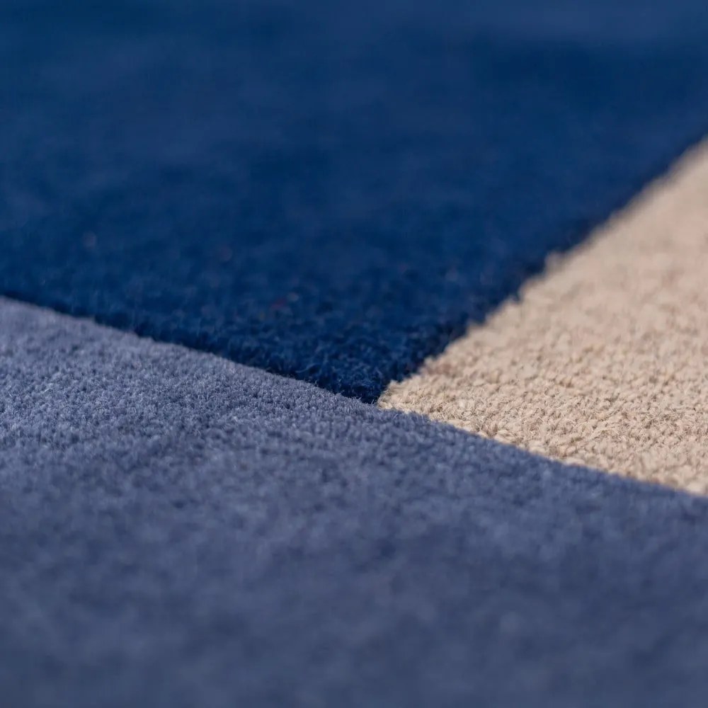 Kék kézi szövésű gyapjú kerek szőnyeg ø 200 cm Mia Segment – Flair Rugs