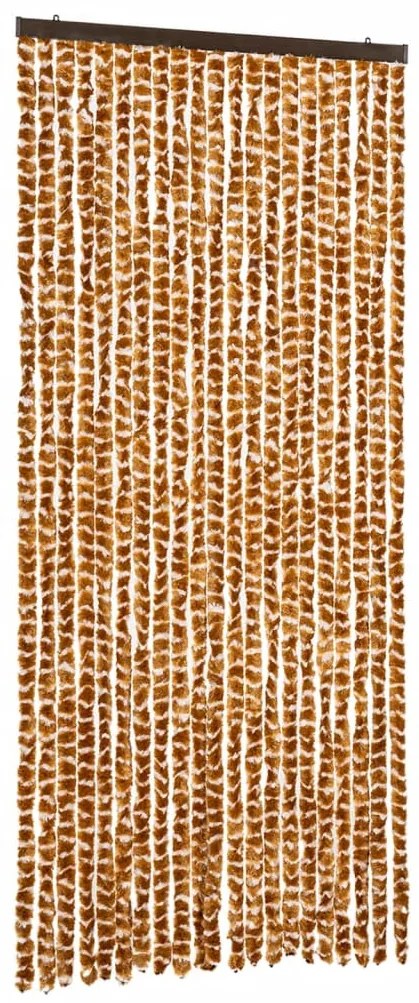 okkersárga és fehér zsenília rovarfüggöny 90 x 200 cm