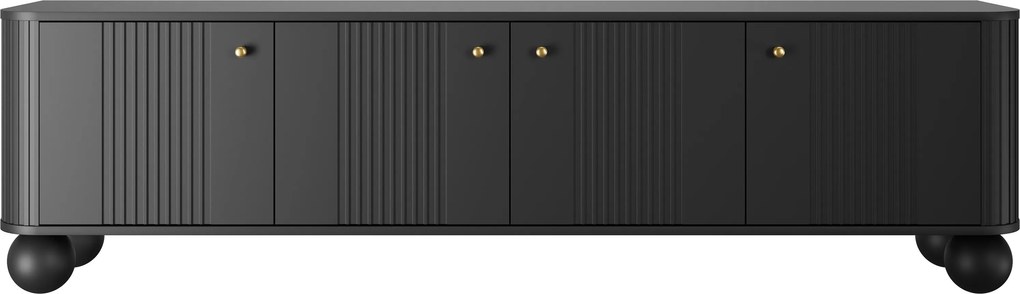Vesper 4D TV-szekrény 187 cm - fekete / arany fogantyúk / gömb lábak