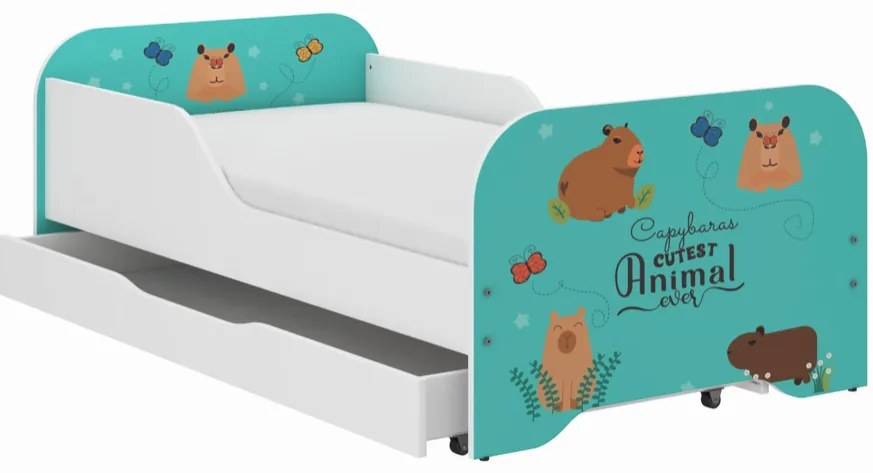 Teljes gyermekágy 140 x 70 cm matraccal és ráccsal - KAPIBARA ANIMALS