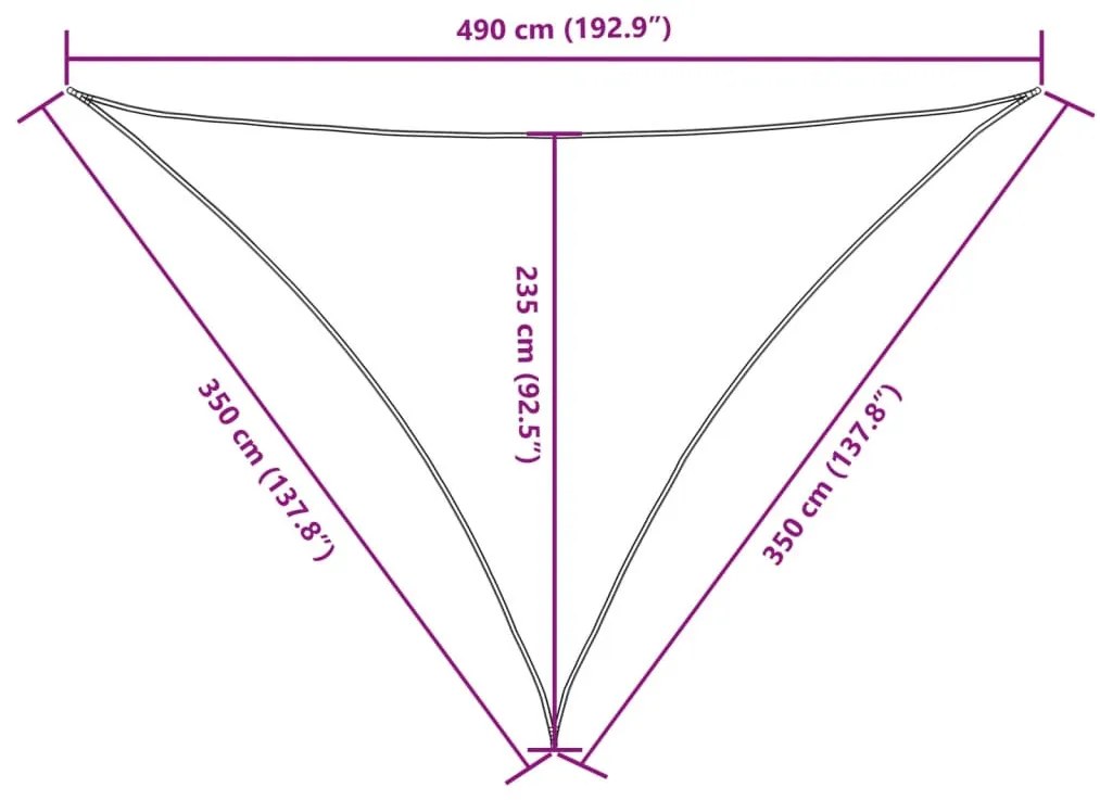 fekete háromszögű oxford szövet napvitorla 3,5 x 3,5 x 4,9 m
