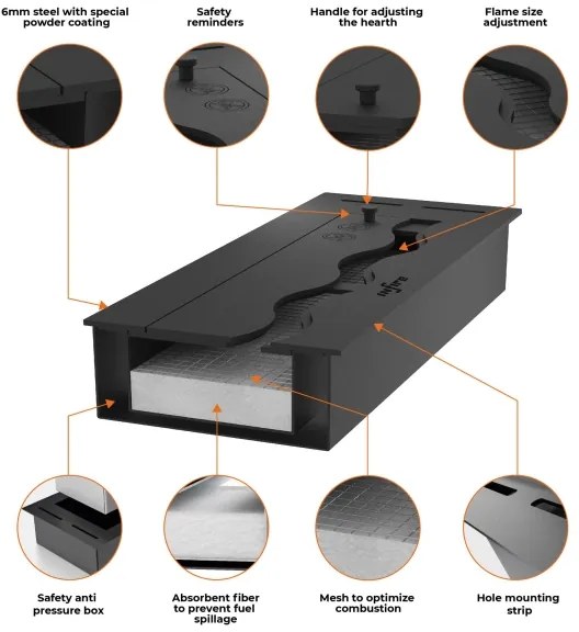 InFire - Beépített BIO kandalló 7,5x60 cm 3,5kW fekete