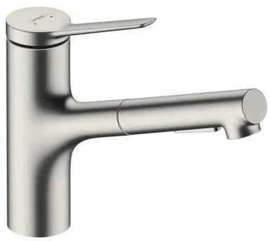 Hansgrohe Zesis mosogató csaptelep kihúzható zuhannyal, 2 áram rozsdamentes acél 74800800