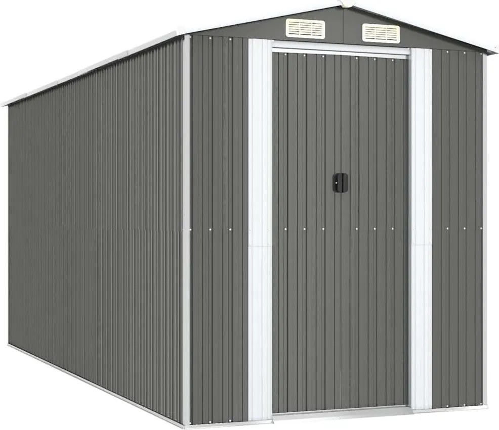 vidaXL világosszürke horganyzott acél kerti fészer 192 x 440 x 223 cm
