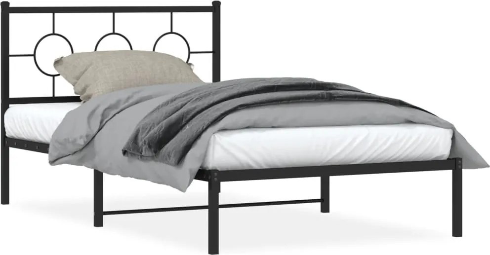 vidaXL fekete fém ágykeret fejtámlával 107 x 203 cm