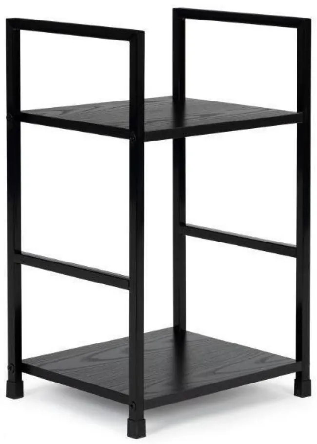 Intenso Home 2 szintes nyitott könyvespolc / éjjeliszekrény 29 x 48cm (Fekete) | Univerzális tároló állvány fém lábakkal