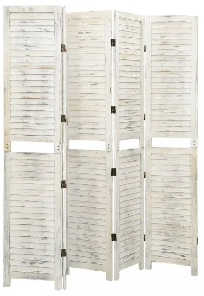 antik fehér 5 paneles tömör faparaván 178,5 x 166 cm