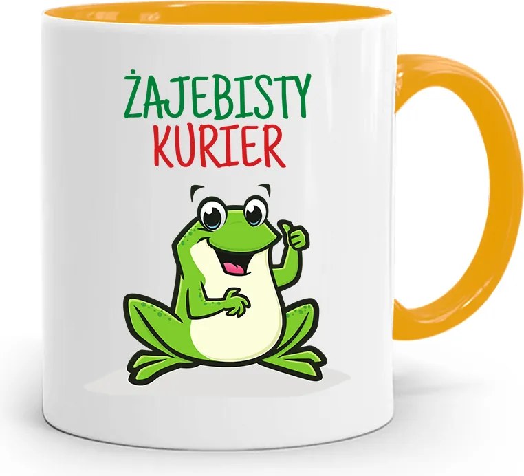 Sárga Bögre Futárnak Békás Futár Ajándék fényképes nyomtatással