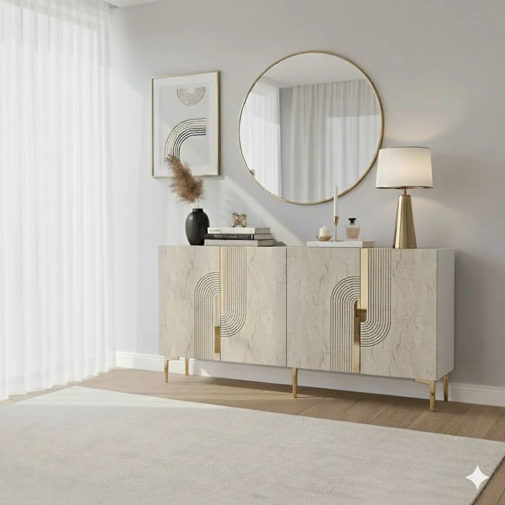 Meyra 150 - White, Travertine, Gold