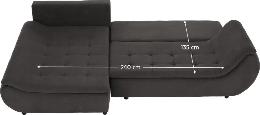 Ülőgarnitúra, szürkésbarna/sárga, szövet, balos, BRATO