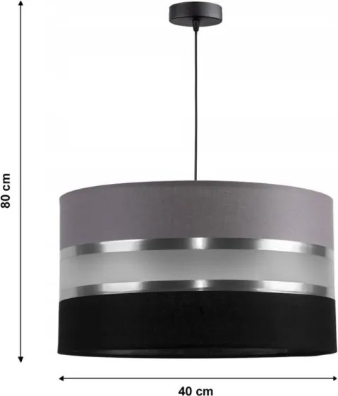 Csillár zsinóron CORAL 1xE27/60W/230V szürkés-fekete