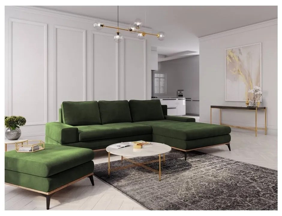 Planet üvegzöld kinyitható sarokkanapé, jobb oldali - Windsor & Co Sofas
