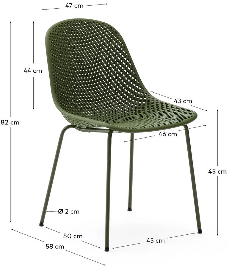 Sötétzöld fém kerti szék Quinby – Kave Home