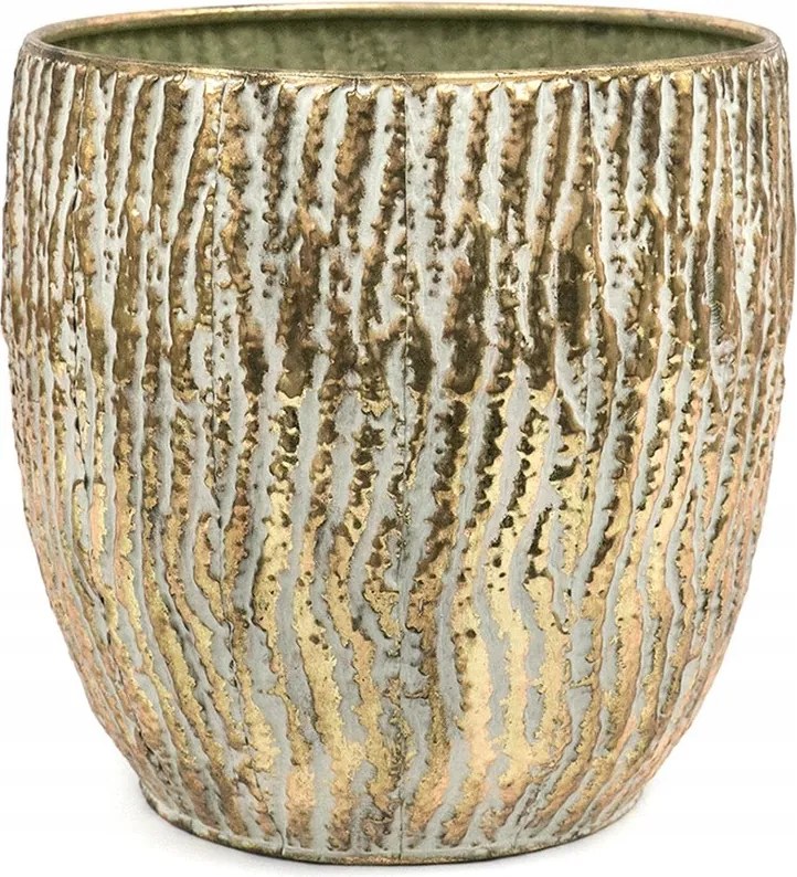 Virágtartó Fém Fedél Arany 24x22cm Retro Öregített 20 25