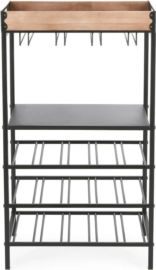 Fekete fém bortartó szekrény palackok száma 15, 48,5x84,5x34 cm Isaac – Yes Everyday