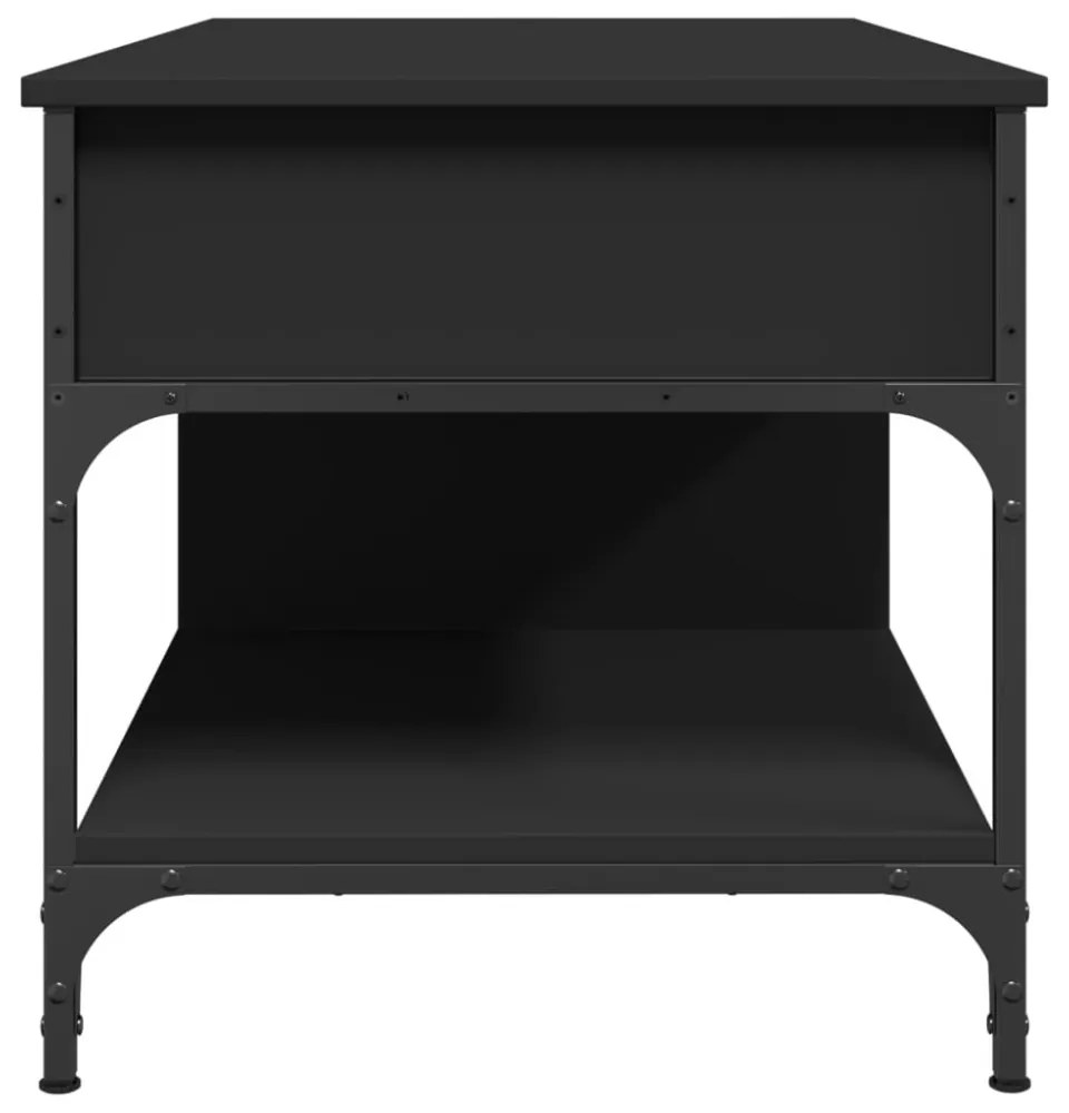 fekete szerelt fa és fém dohányzóasztal 100 x 50 x 50 cm