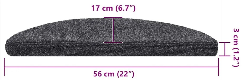 10 db sötétszürke lyukasztott öntapadó lépcsőszőnyeg 56x17x3 cm