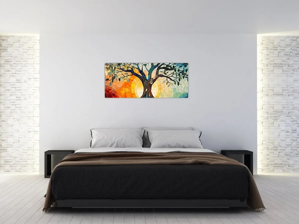 Kép – Mozaik – nap és fa I. (120x50 cm)