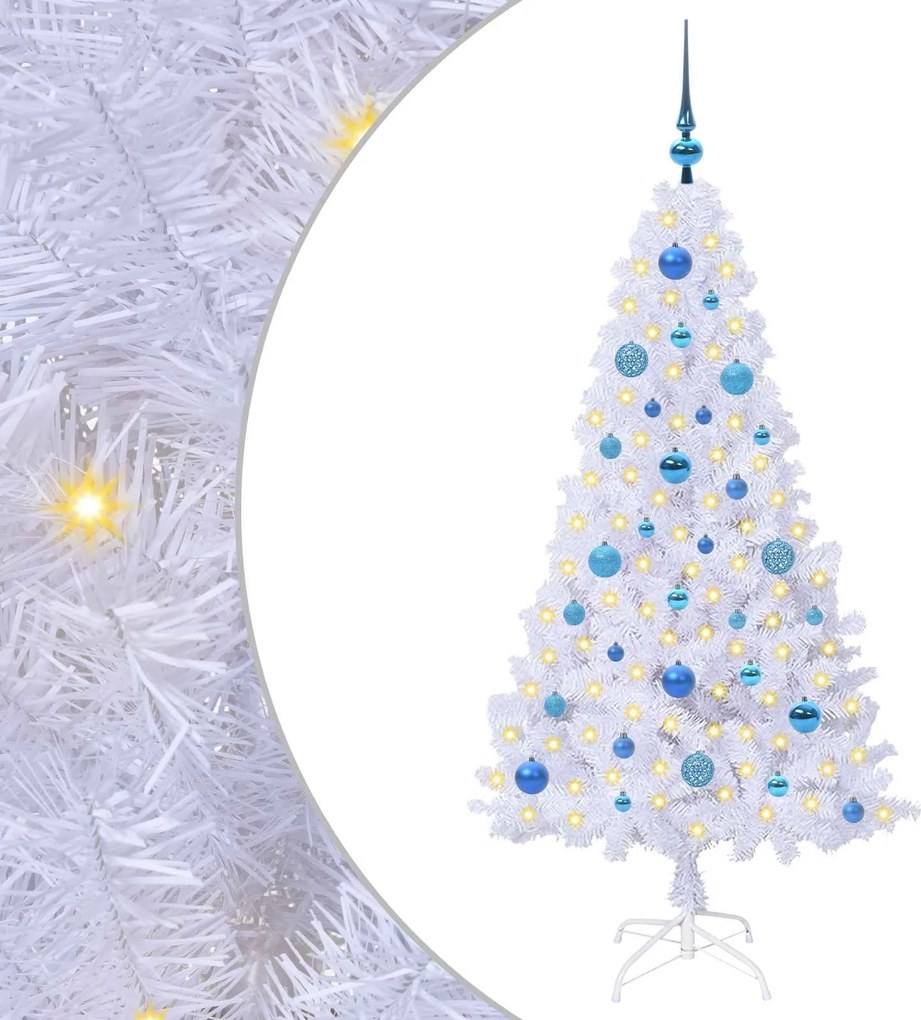 vidaXL Mű karácsonyfa 150 LED-del állvánnyal Fehér 150 cm PVC és Acél