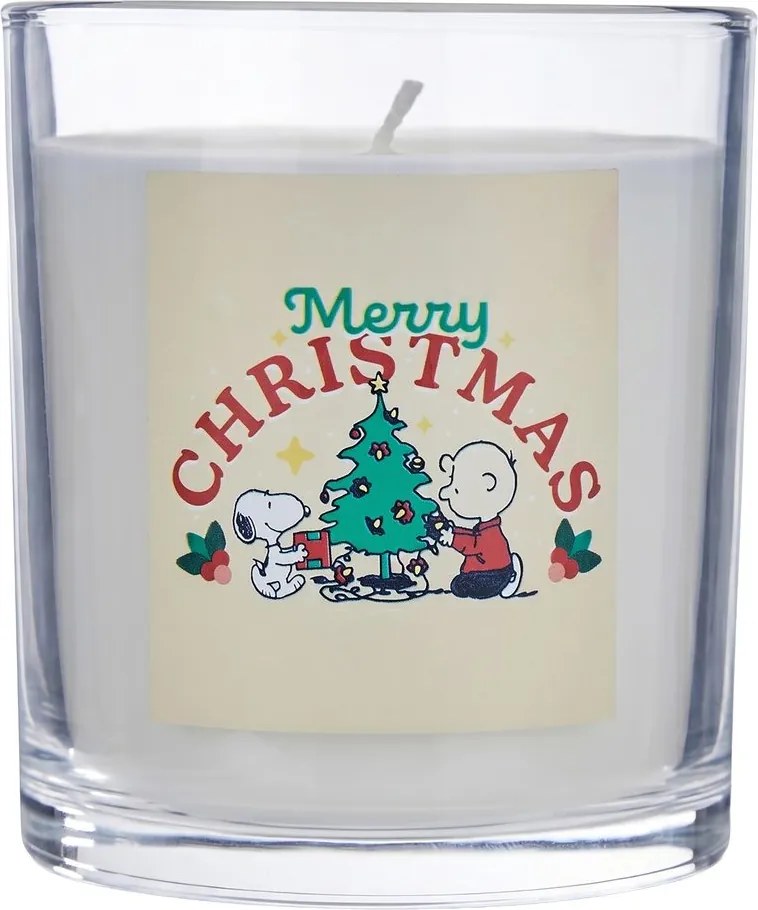 PEANUTS gyertya üvegben 9cm , Snoopy és Charlie