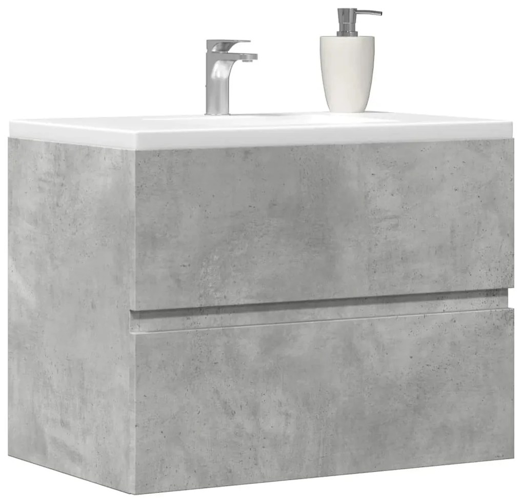 Betonszürke szerelt fa fürdőszobaszekrény 60 x 38,5 x 45 cm