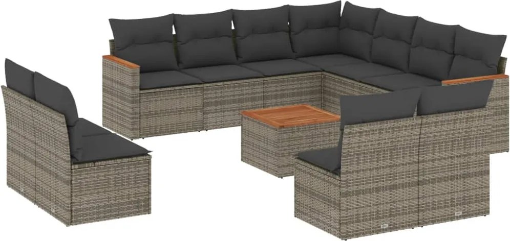 vidaXL 12 részes szürke polyrattan kerti ülőgarnitúra párnákkal