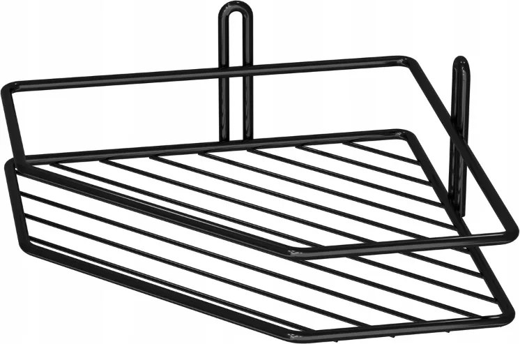 Fürdőszobai akasztós sarok zuhanypolc fekete 20x9x26 cm Korona