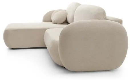 L alakú, balos OLBIA kihúzható ülőgarnitúra tárolóhellyel, bézs
