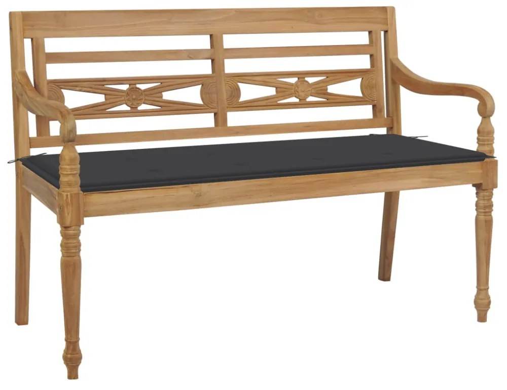 tömör tíkfa Batavia pad antracitszürke párnával 120 cm
