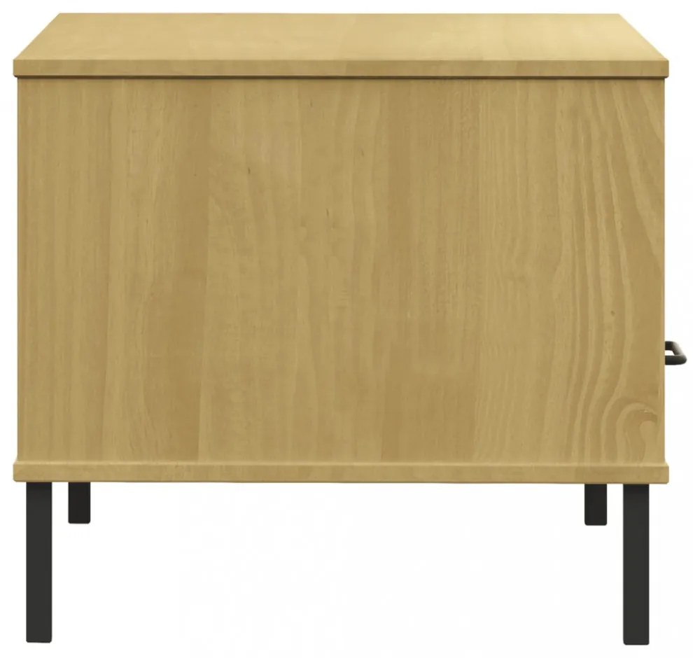 OSLO barna tömör fa dohányzóasztal fém lábakkal 85x50x45cm