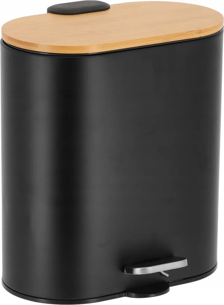 Szemeteskosár ovális 5L fekete Lunbo kicsi fürdőszobai ovális