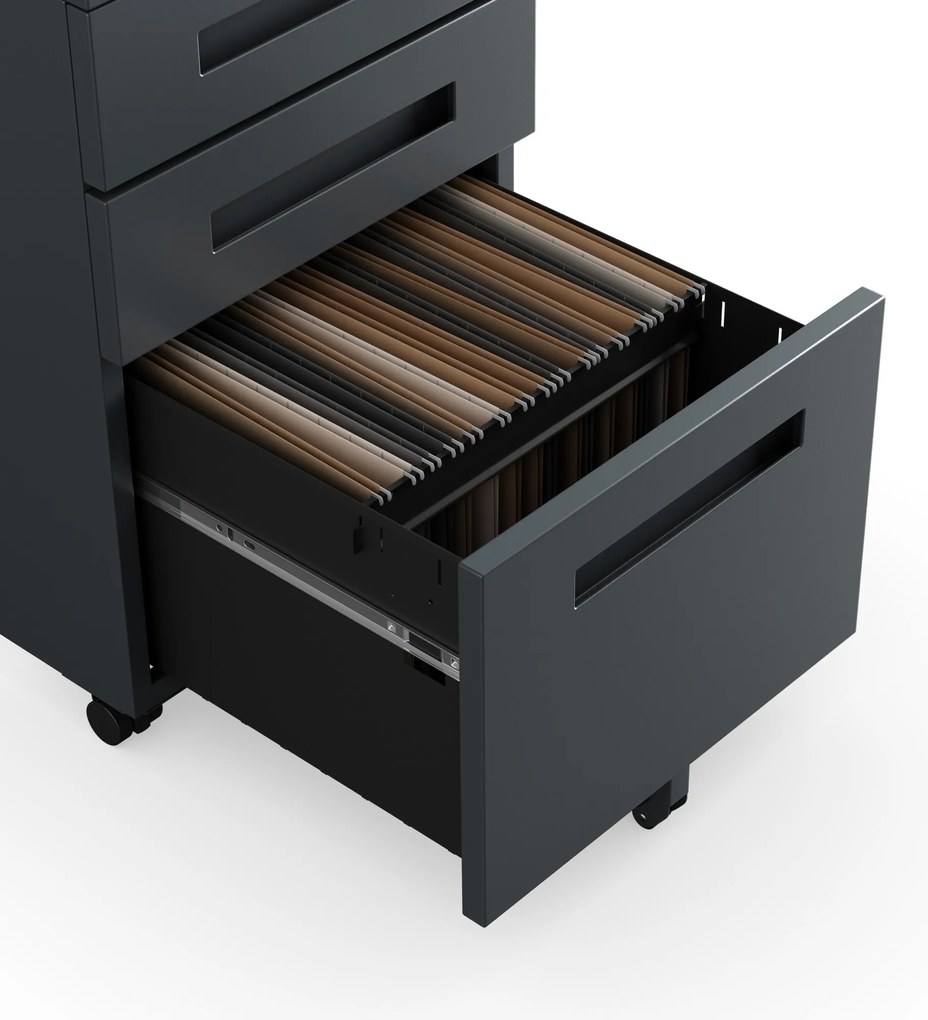 KATE görgős konténer íróasztal alá – 390 x 600 x 500 mm, antracit színű