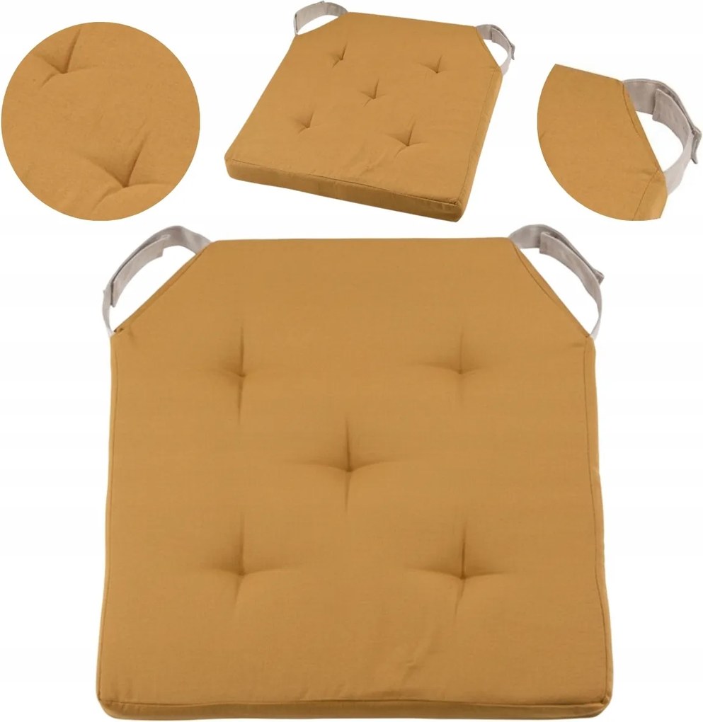 Székpárna 38x38 cm mézsárga kényelmes puha tépőzáras ülőfelület