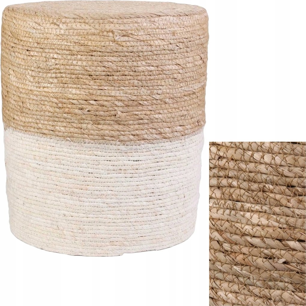 Tabu puff természetes fonott ülőfelület nappali loft lábtartó boho