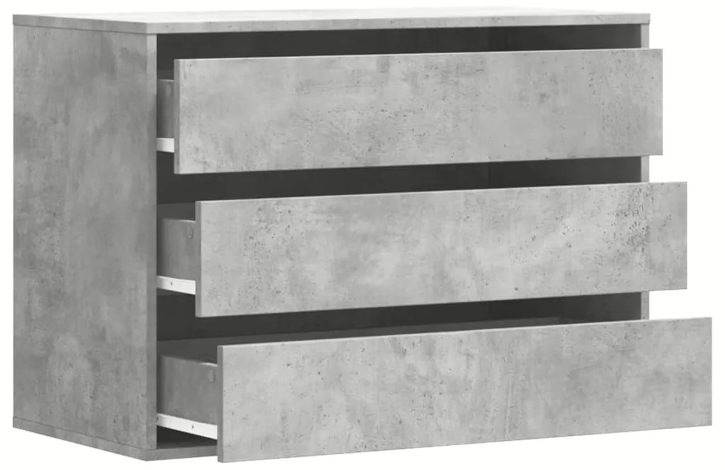 betonszürke szerelt fa fiókos sarokszekrény 80 x 41 x 58 cm