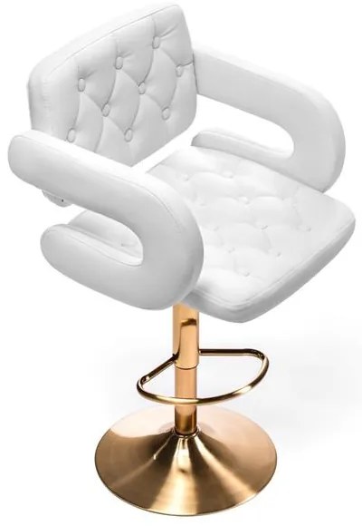HR8403W Fehér modern műbőr szék arany lábbal